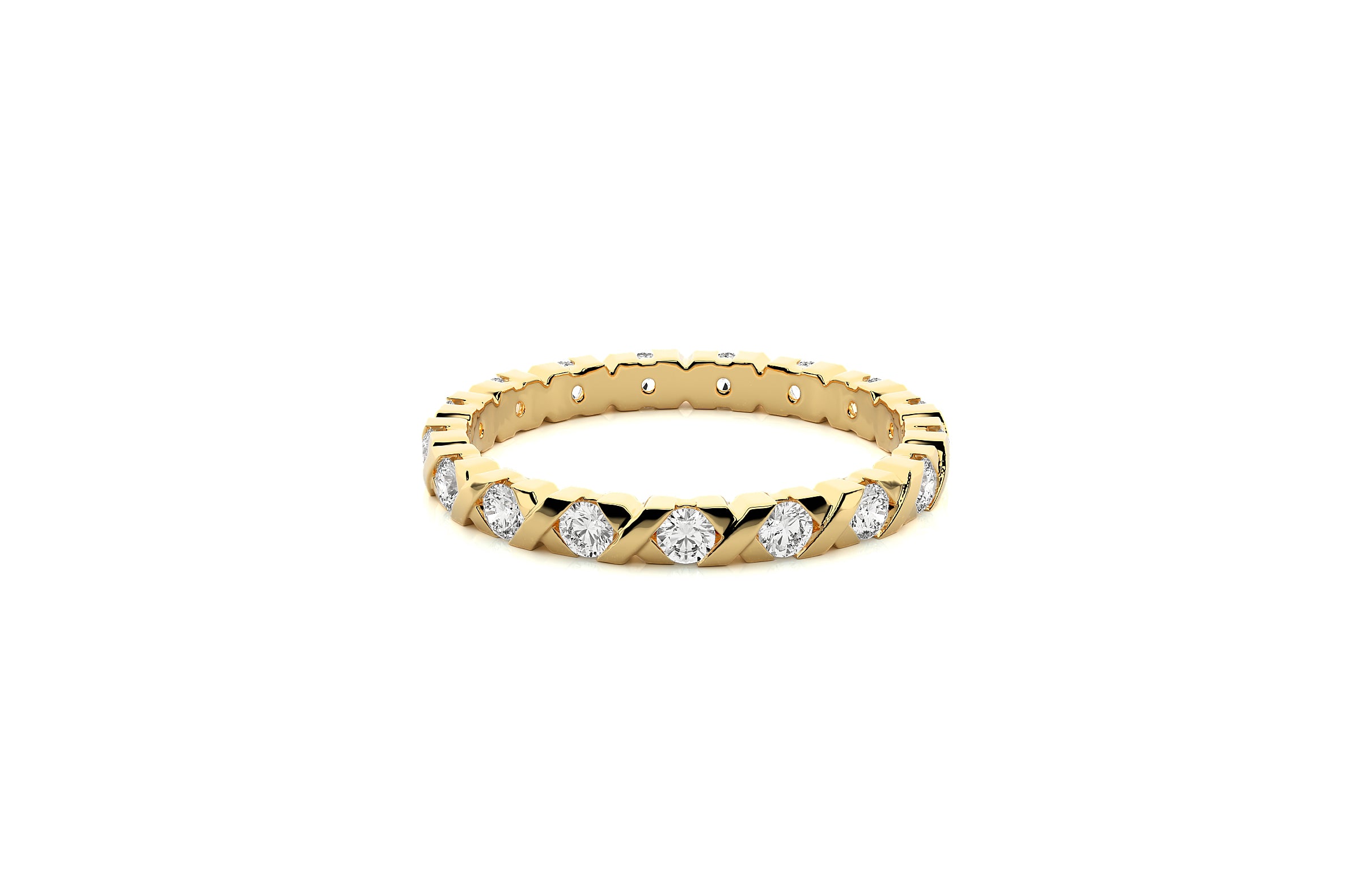 2.2mm Lab Grown Diamond "X" Design Wedding Ring 18K or Platinum