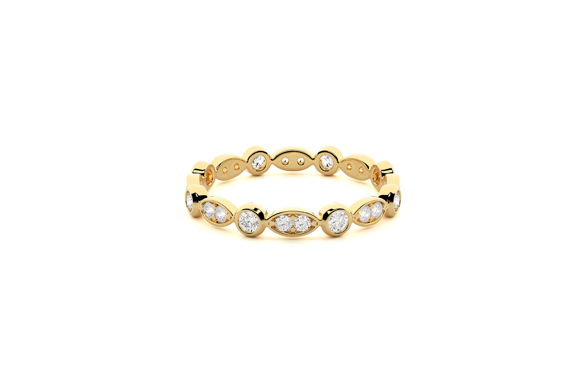 3 mm Lab Grown Diamond Alternating Design Wedding Ring 18K or Platinum