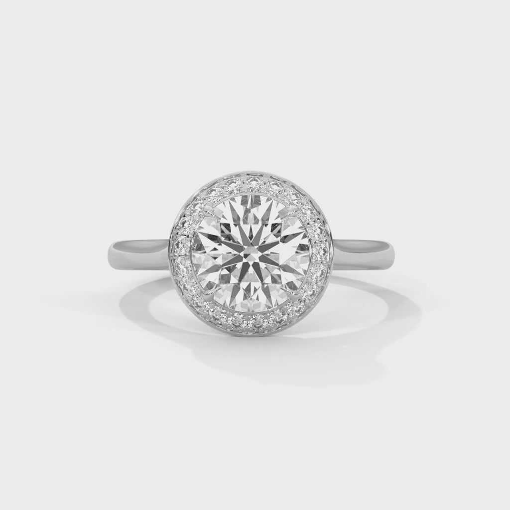 Halo Cathedral Engagement Ring Platinum | Lab Grown Diamond