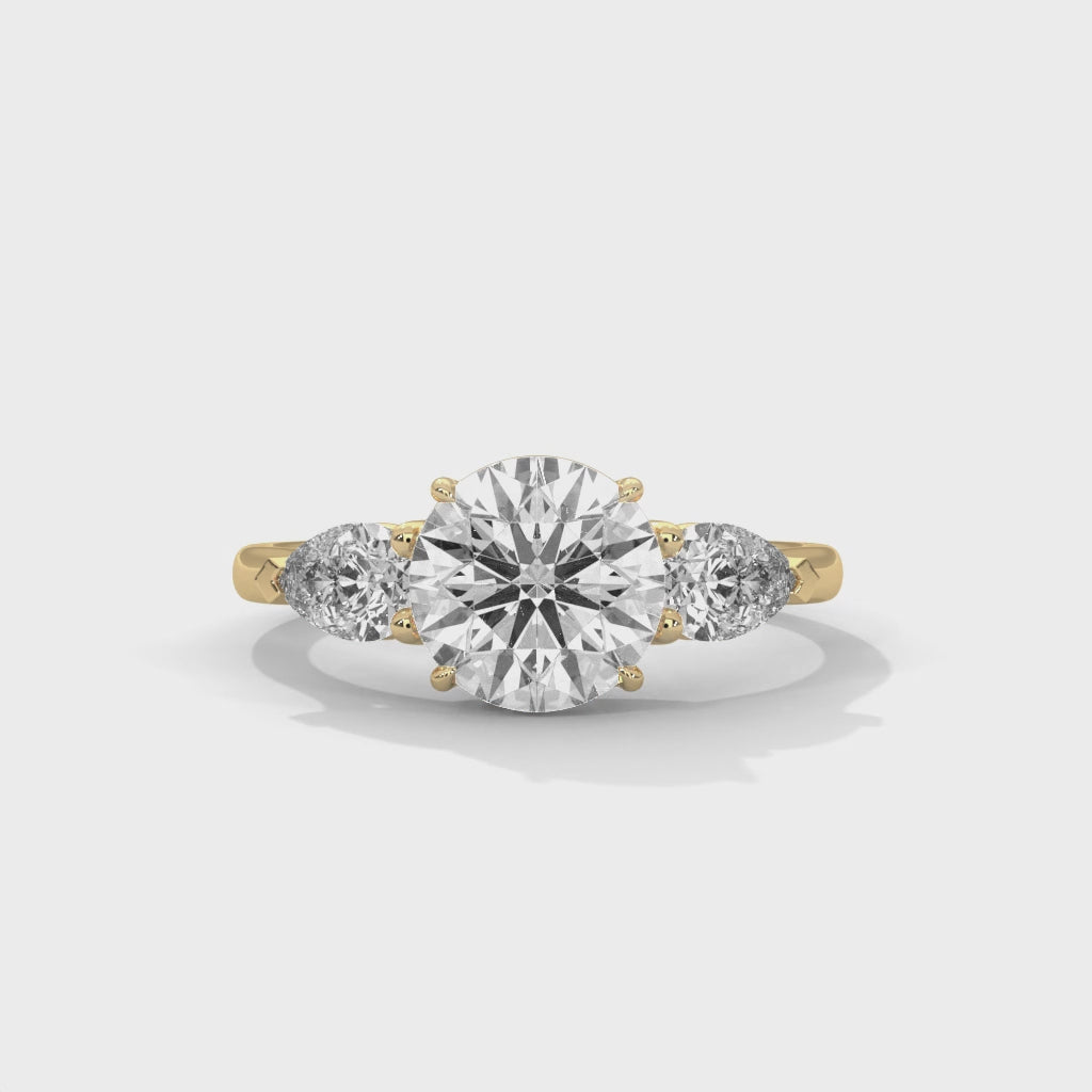 Three Stone Engagement Ring with Pears 18K | Lab Grown Diamond