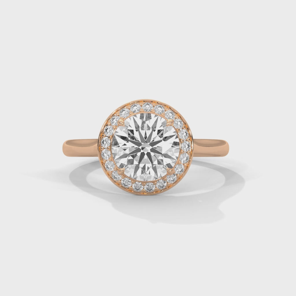 Halo Cathedral Engagement Ring 18K Rose Gold | Lab Grown Diamond