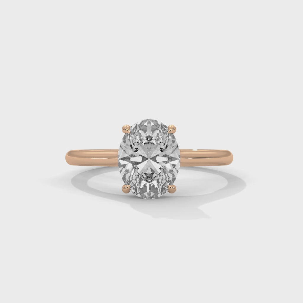Oval Engagement Ring 18K Rose Gold | Lab Grown Diamond