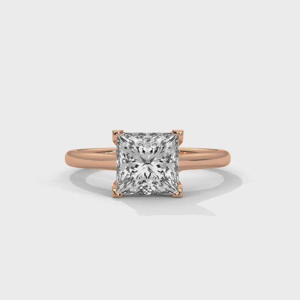 Princess Engagement Ring 18K Rose Gold | Lab Grown Diamond