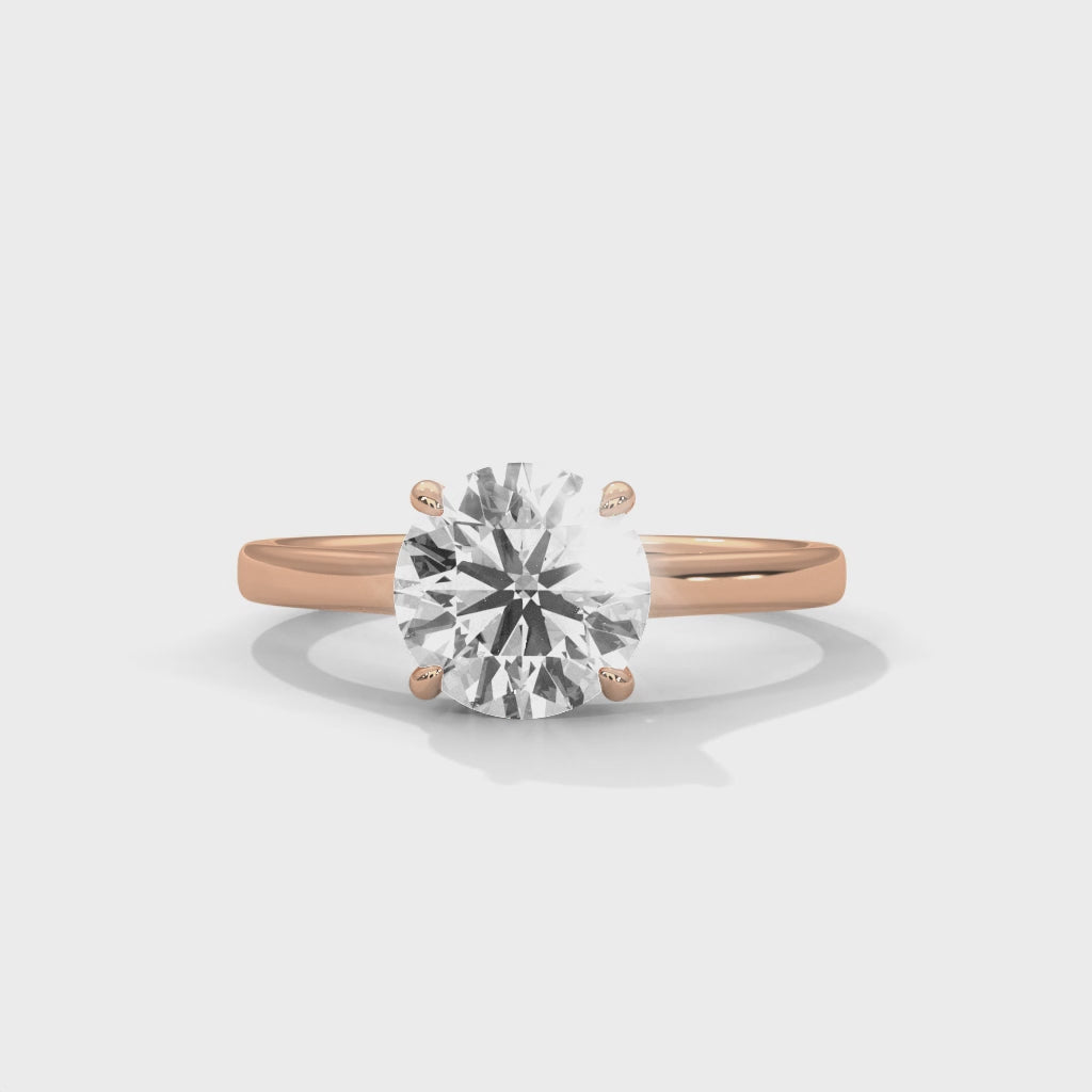 Four Prong Cathedral Engagement Ring 18K Rose Gold | Lab Grown Diamond