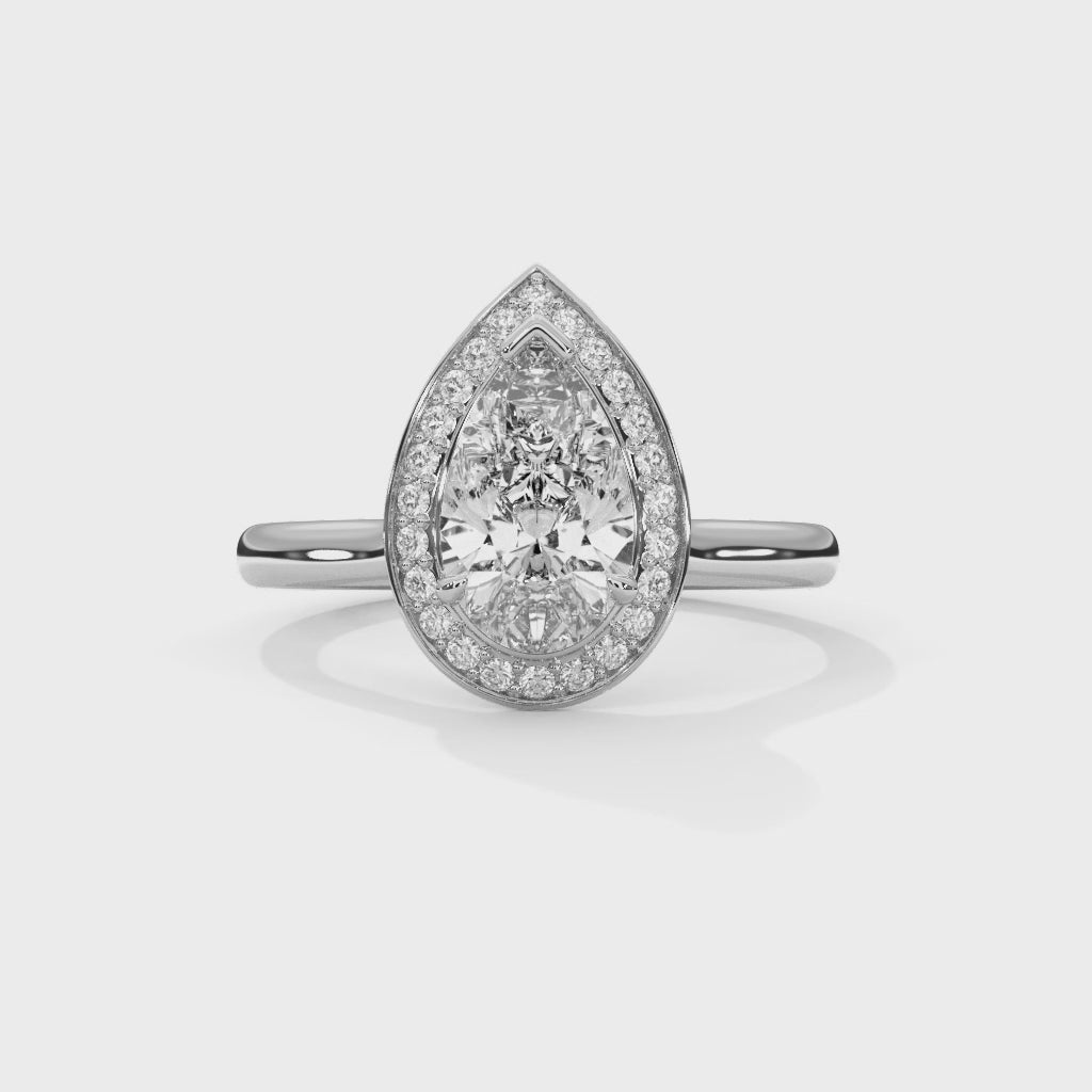 Pear Halo Engagement Ring Platinum | Lab Grown Diamond