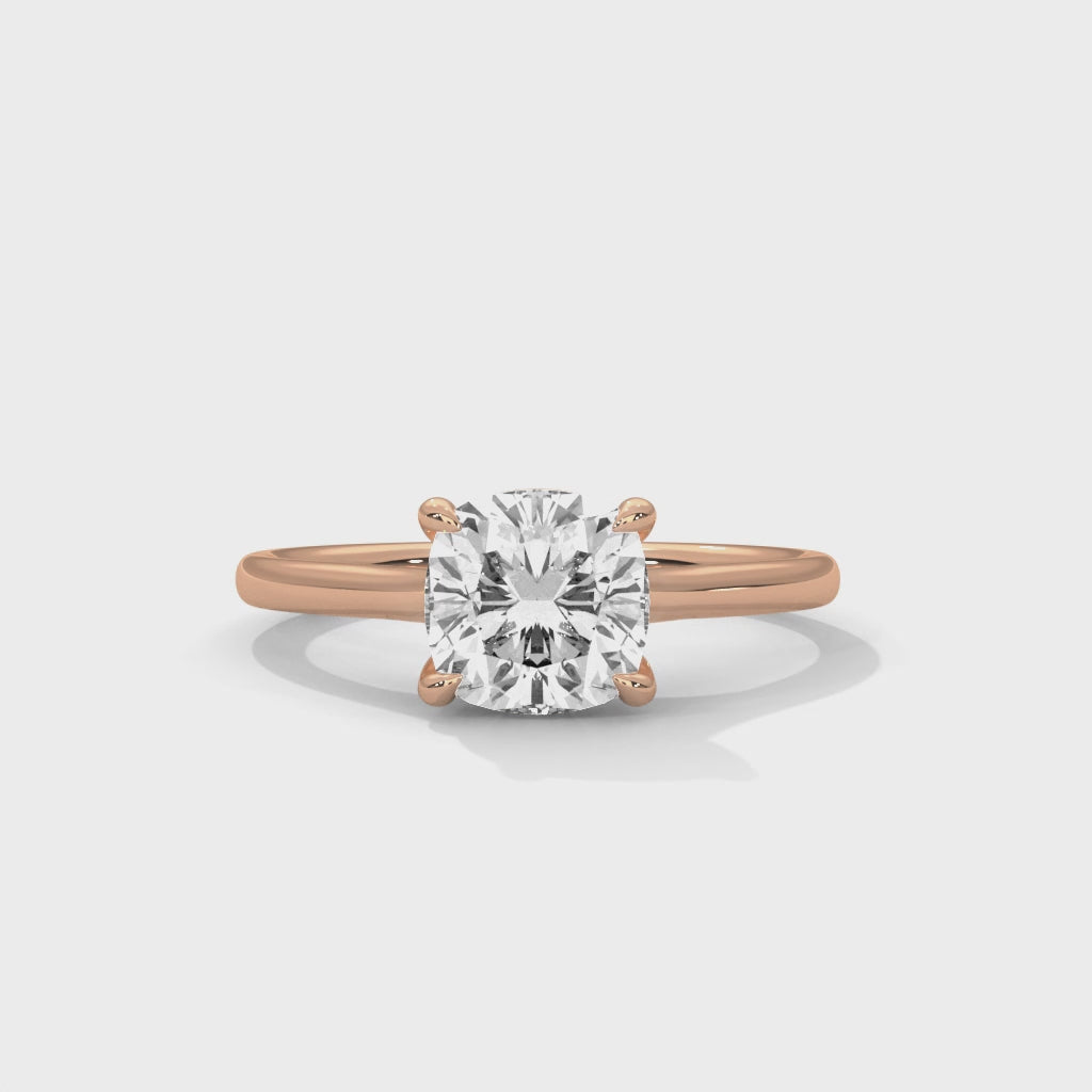 Cushion Engagement Ring 18K Rose Gold | Lab Grown Diamond