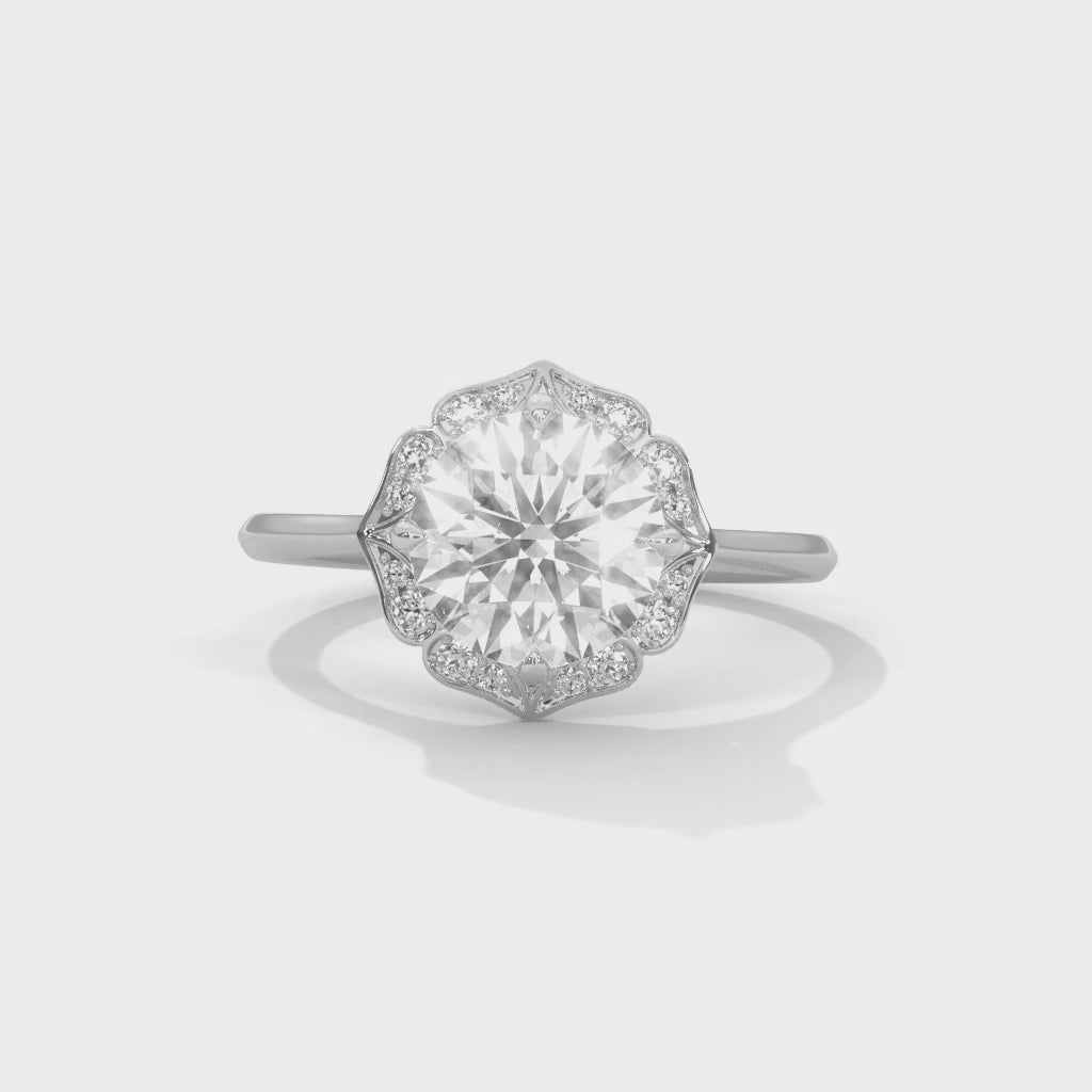 Flower Engagement Ring Platinum | Lab Grown Diamond
