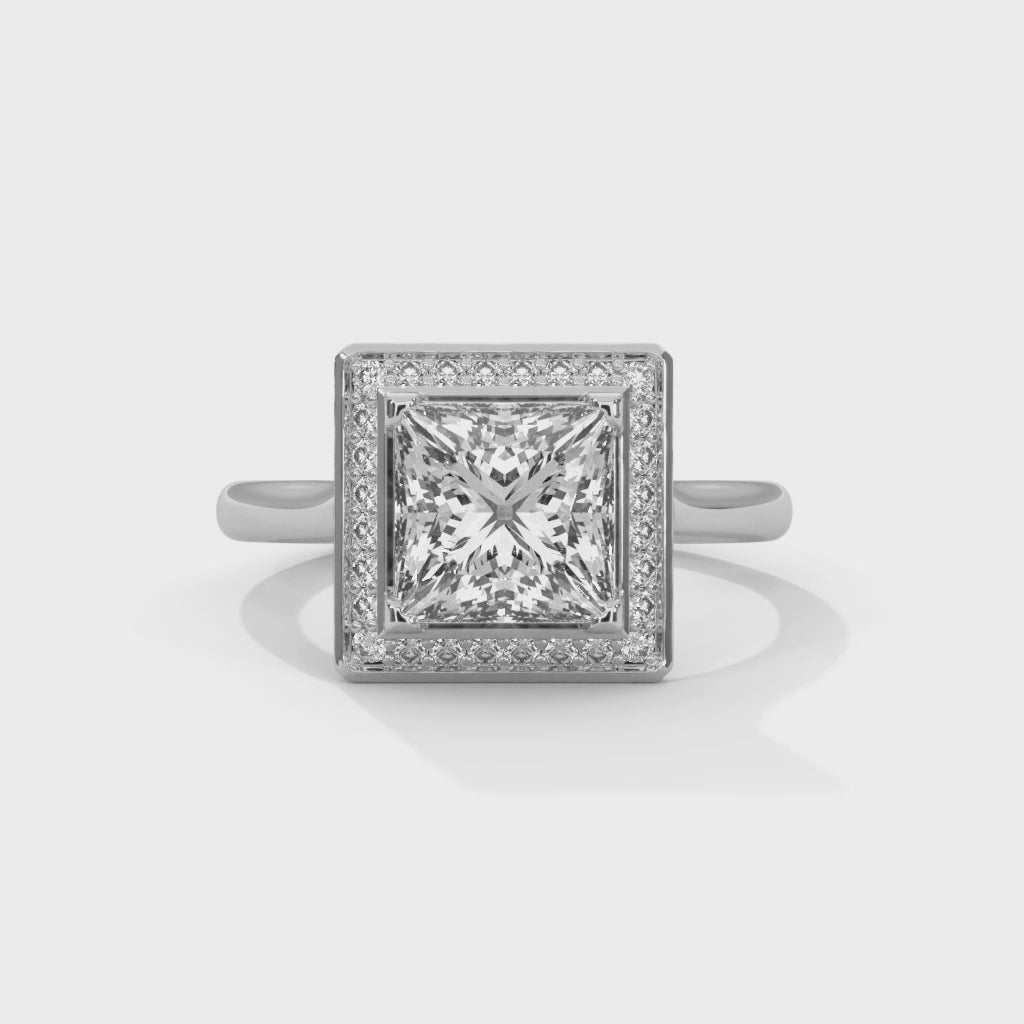 Princess Halo Engagement Ring Platinum | Lab Grown Diamond