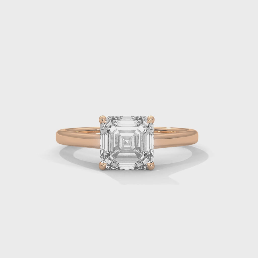 Asscher Engagement Ring 18K Rose Gold | Lab Grown Diamond