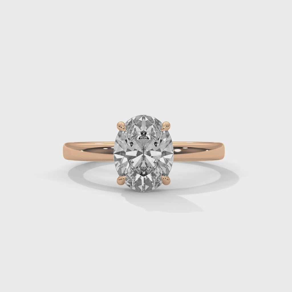 Oval Solitaire Engagement Ring 18K Rose Gold | Lab Grown Diamond
