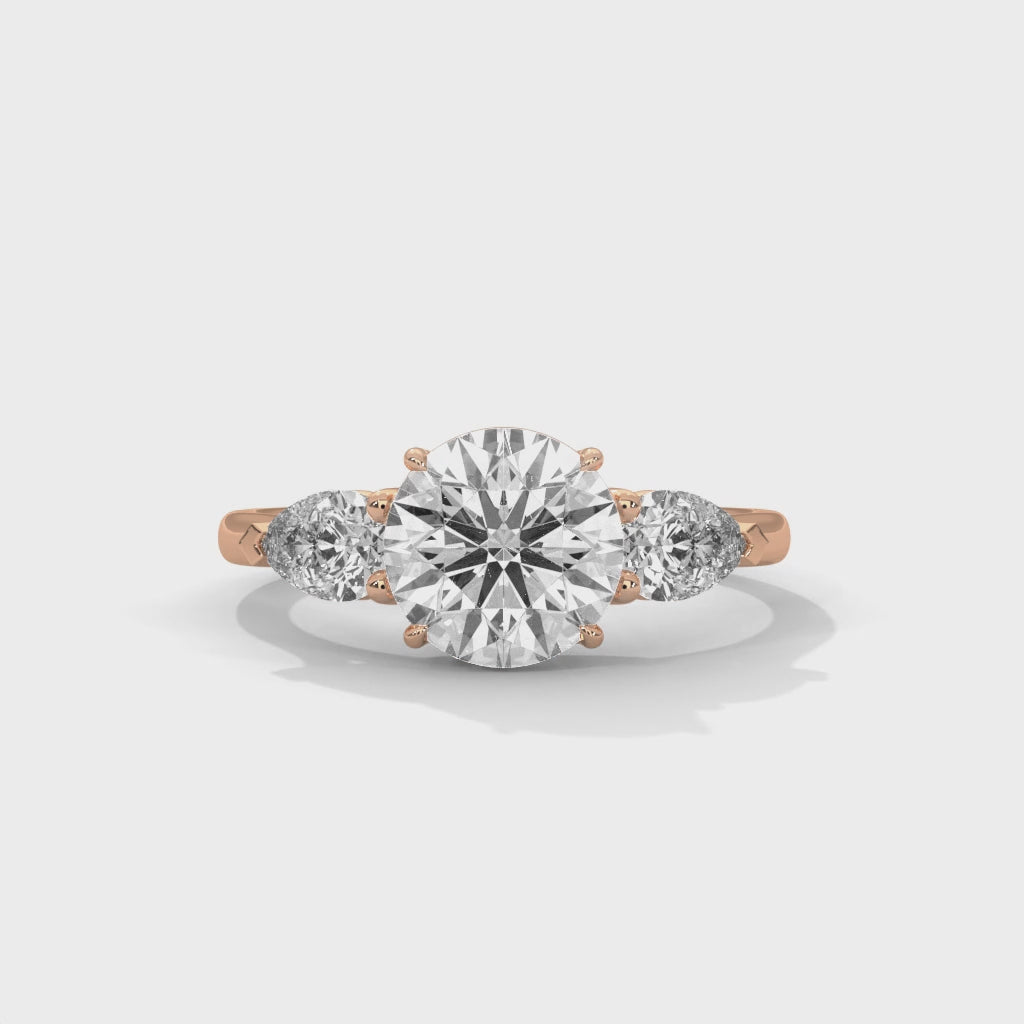 Three Stone Engagement Ring with Pears 18K Rose Gold | Lab Grown Diamond