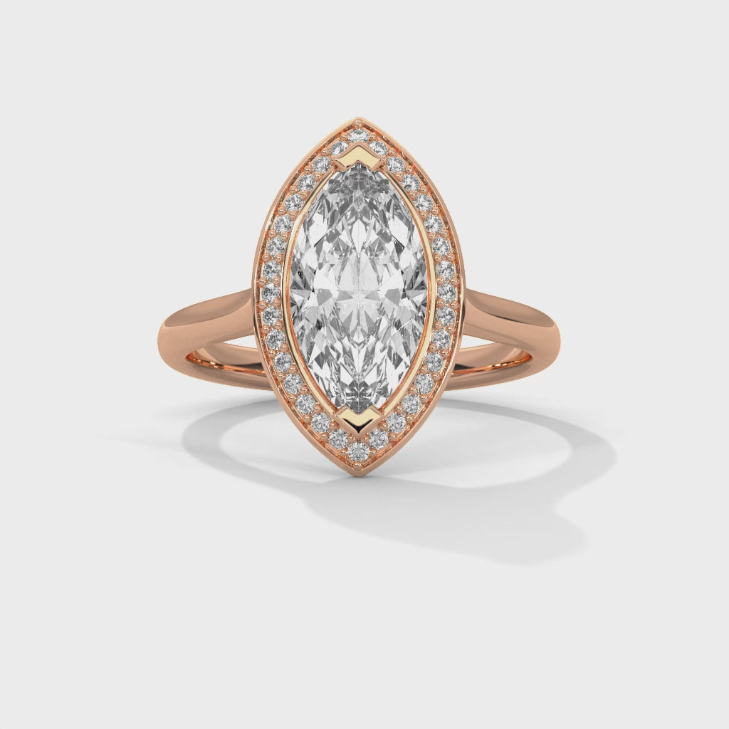 Marquise Halo Engagement Ring 18K Rose Gold | Lab Grown Diamond