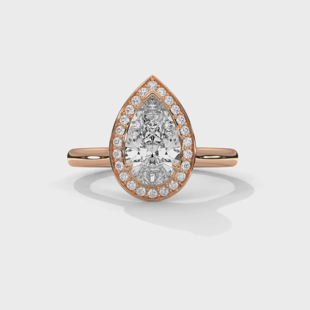 Pear Halo Engagement Ring 18K Rose Gold | Lab Grown Diamond