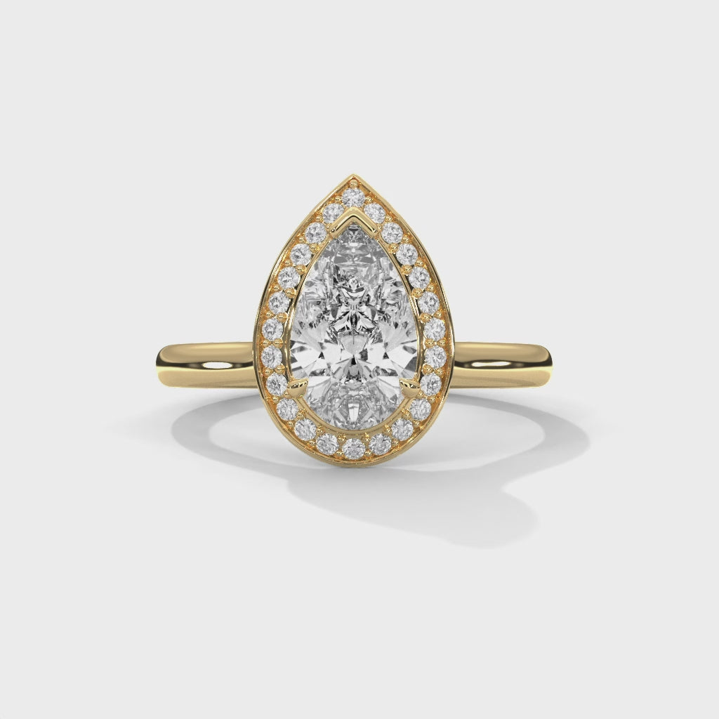 Pear Halo Engagement Ring 18K | Lab Grown Diamond