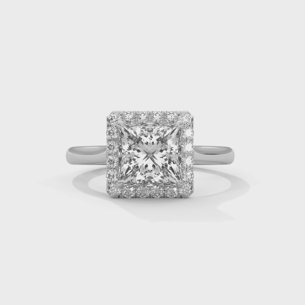 Princess Halo Cathedral Engagement Ring Platinum | Lab Grown Diamond