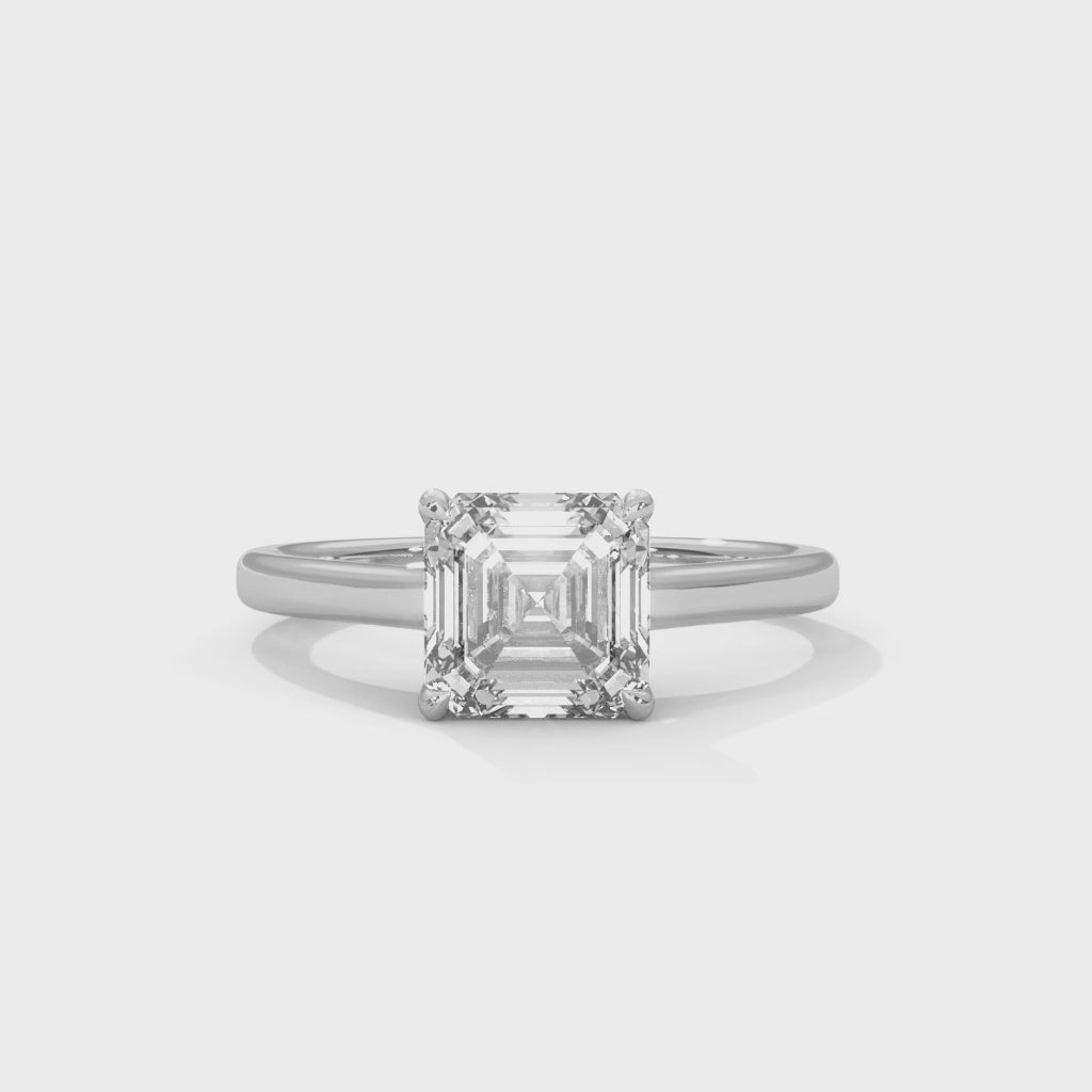 Asscher Engagement Ring Platinum | Lab Grown Diamond