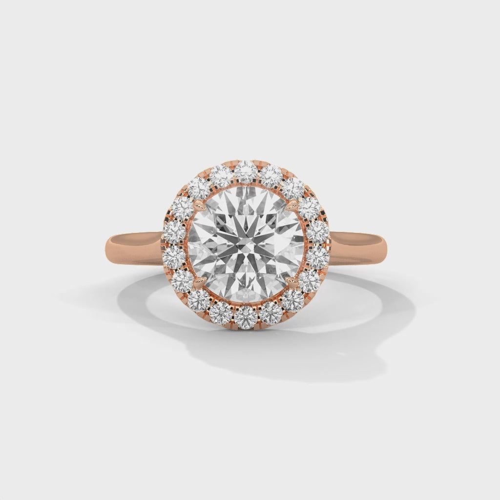 Halo Engagement Ring 18K Rose Gold | Lab Grown Diamond