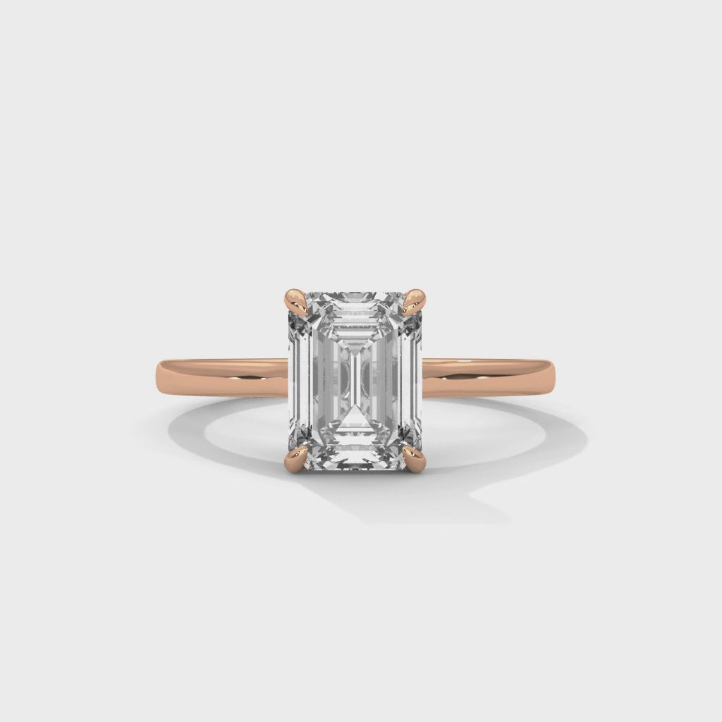 Emerald Engagement Ring 18K Rose Gold | Lab Grown Diamond