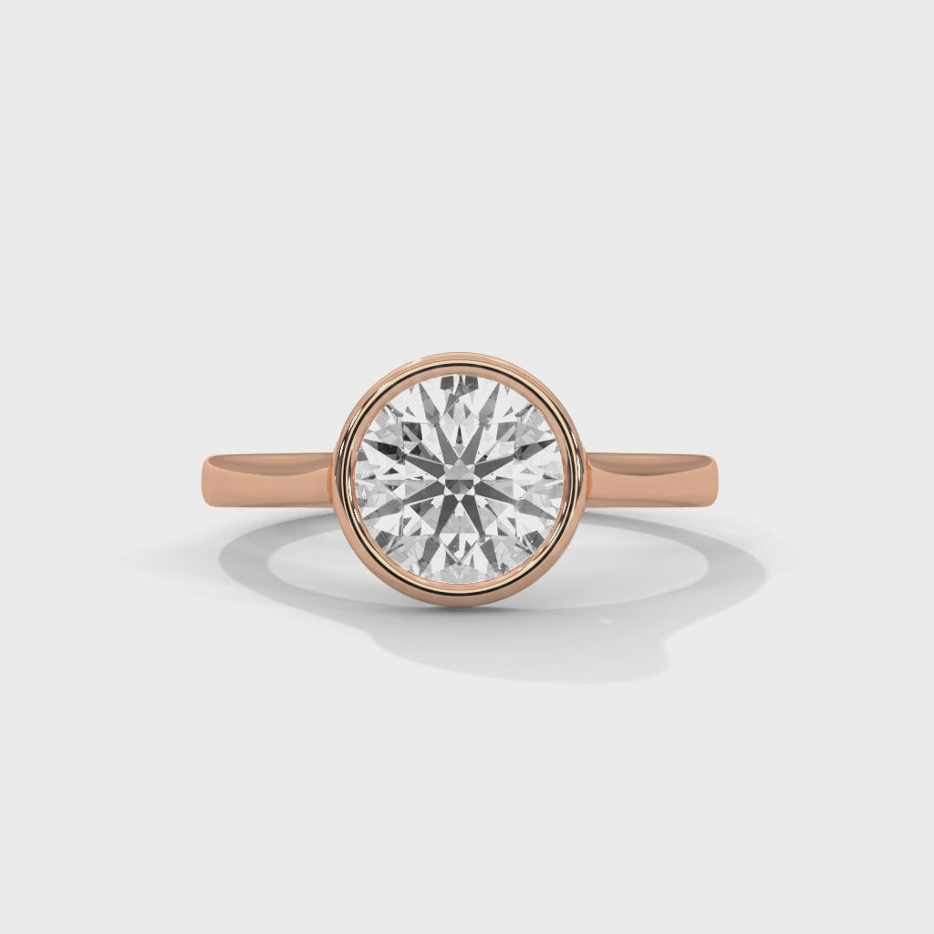 Bezel Set Engagement Ring 18K Rose Gold | Lab Grown Diamond