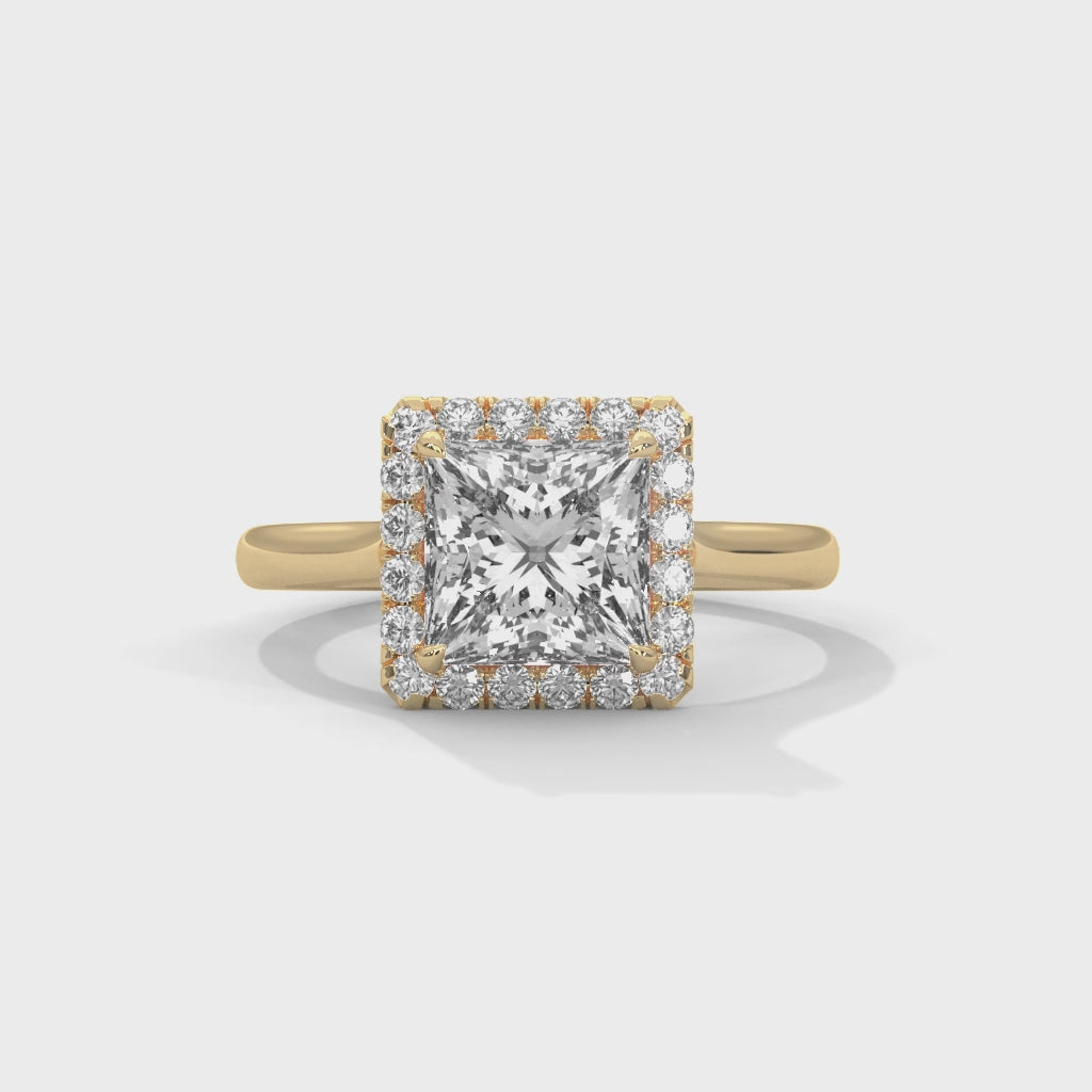 Princess Halo Cathedral Engagement Ring 18K | Lab Grown Diamond