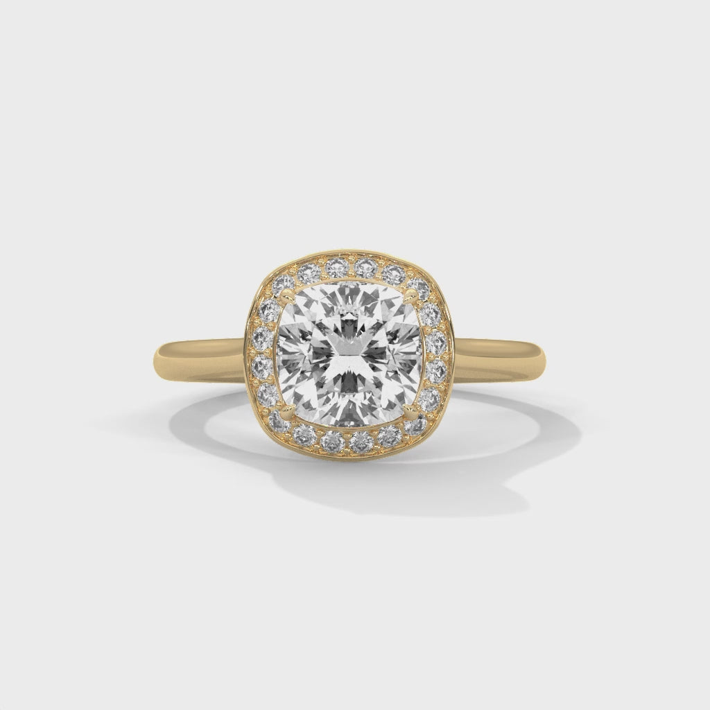 Cushion Halo Engagement Ring 18K | Lab Grown Diamond