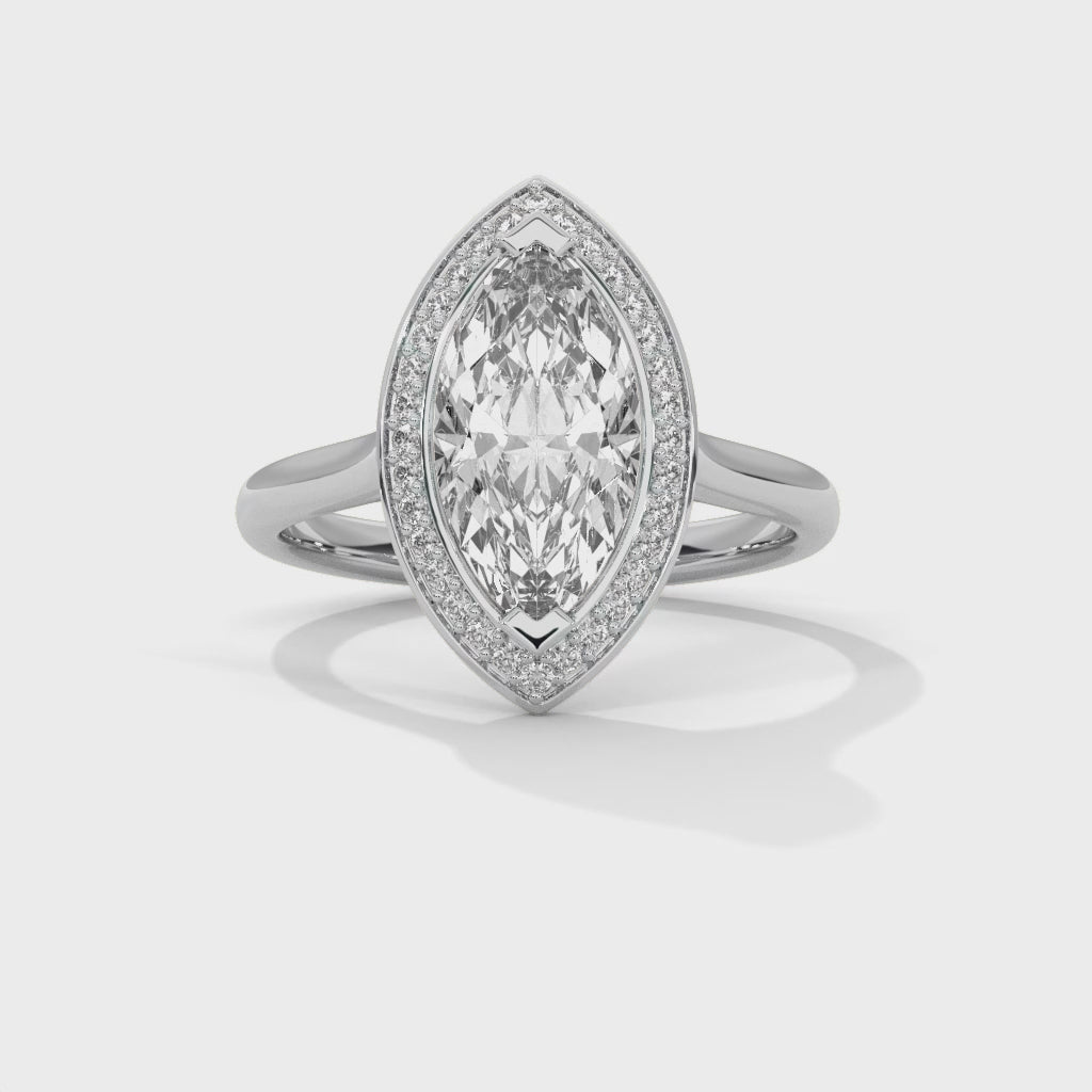 Marquise Halo Engagement Ring Platinum | Lab Grown Diamond
