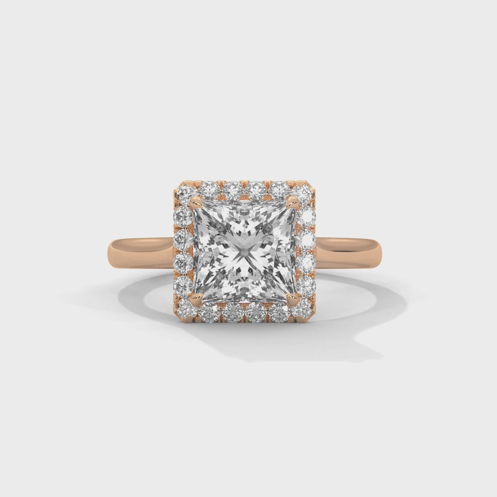 Princess Halo Cathedral Engagement Ring 18K Rose Gold | Lab Grown Diamond