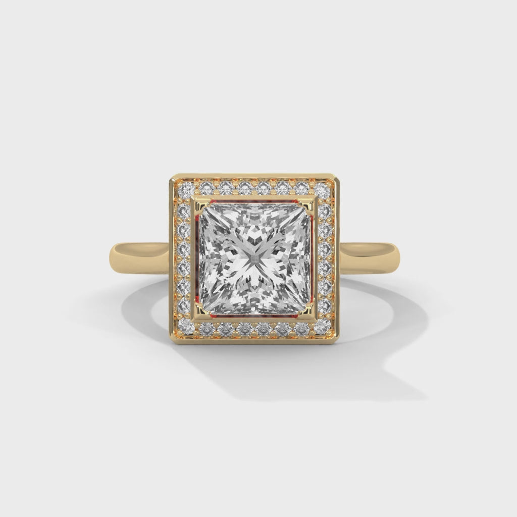Princess Halo Engagement Ring 18K | Lab Grown Diamond
