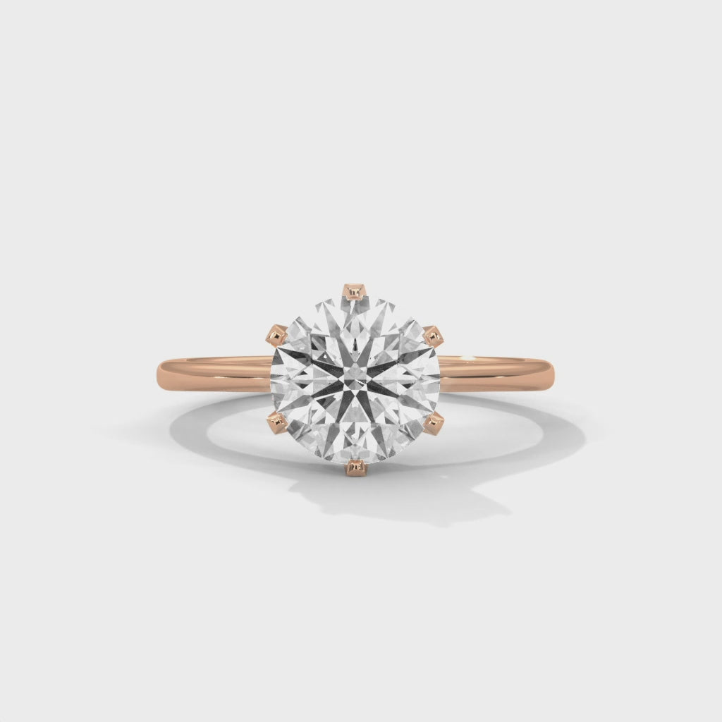 Six Prong Cathedral Engagement Ring 18K Rose Gold | Lab Grown Diamond