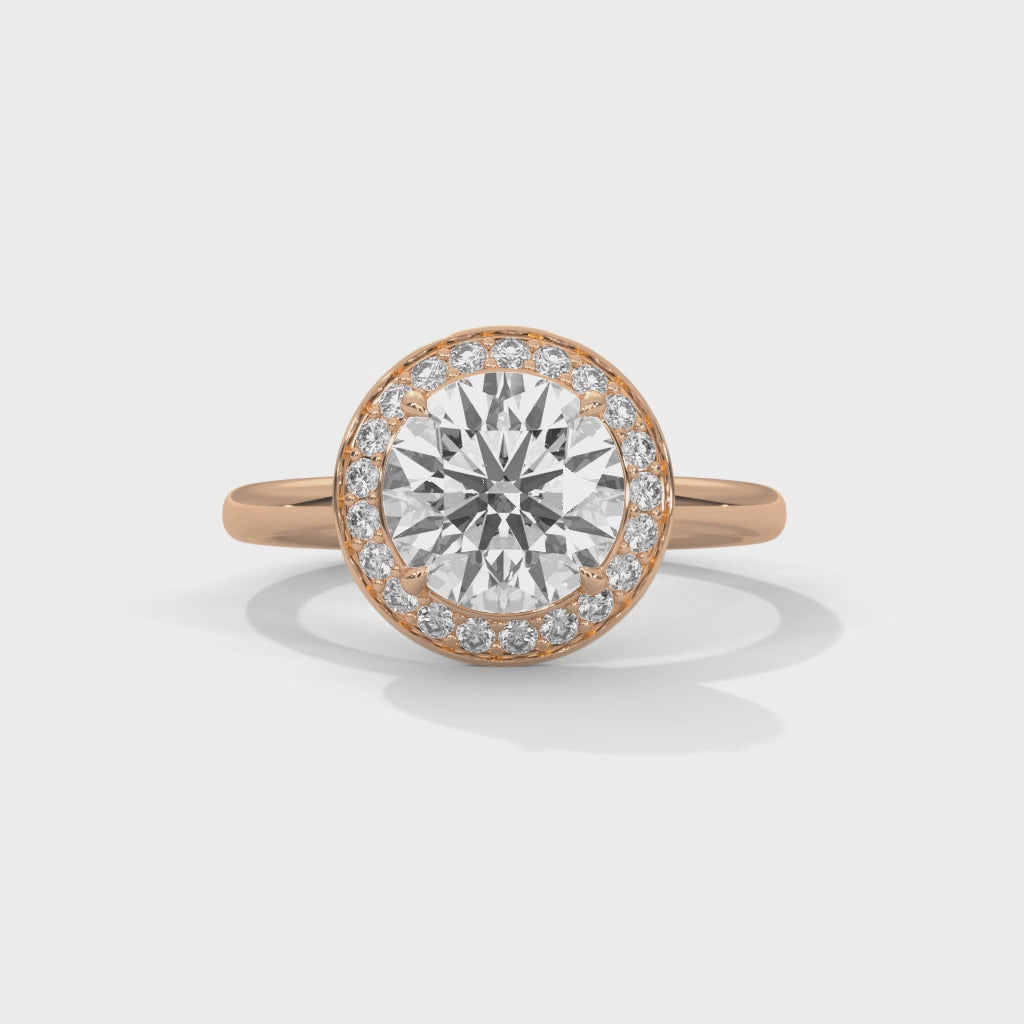 Halo Solitaire Engagement Ring 18K Rose Gold | Lab Grown Diamond