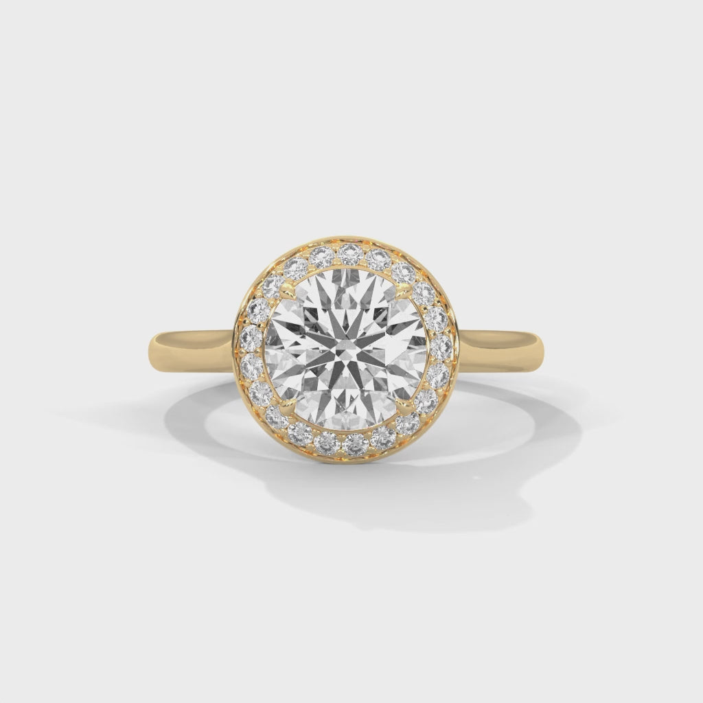 Halo Cathedral Engagement Ring 18K | Lab Grown Diamond