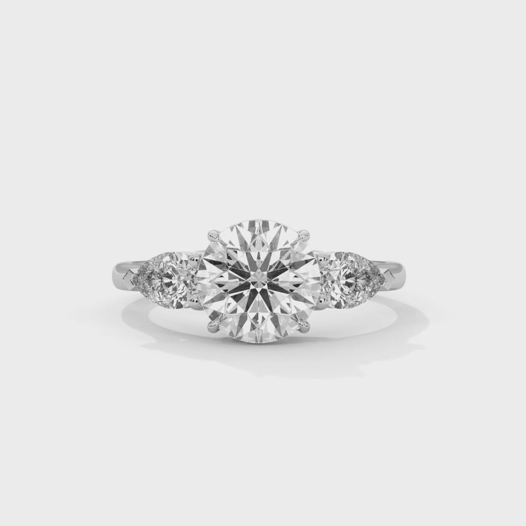 Three Stone Engagement Ring with Pears Platinum | Lab Grown Diamond
