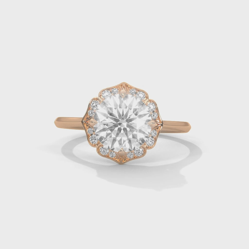 Flower Engagement Ring 18K Rose Gold | Lab Grown Diamond