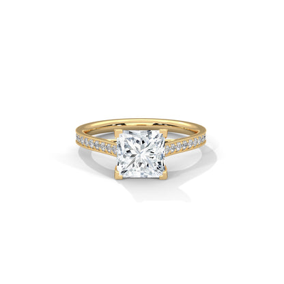 Princess Engagement Ring with Pave 18k | Lab Grown Diamond