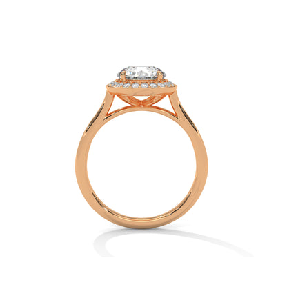 Halo Cathedral Engagement Ring 18K Rose Gold | Lab Grown Diamond