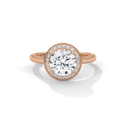 Halo Cathedral Engagement Ring 18K Rose Gold | Lab Grown Diamond