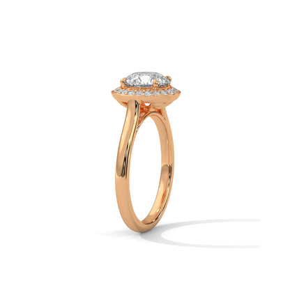 Halo Cathedral Engagement Ring 18K Rose Gold | Lab Grown Diamond