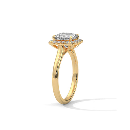Princess Halo Cathedral Engagement Ring 18K | Lab Grown Diamond