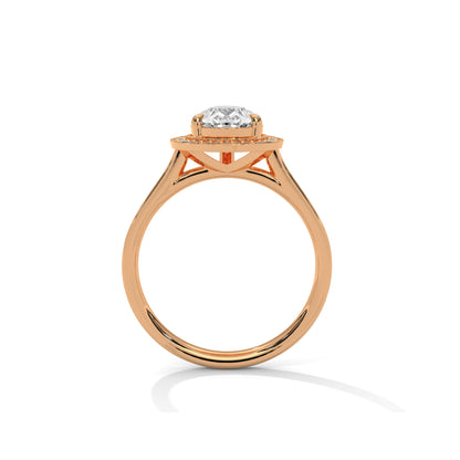 Pear Halo Engagement Ring with Pave 18K Rose Gold | Lab Grown Diamond