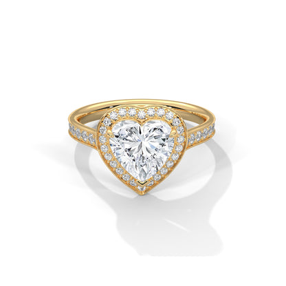 Heart Halo Engagement Ring with Pave 18K | Lab Grown Diamond