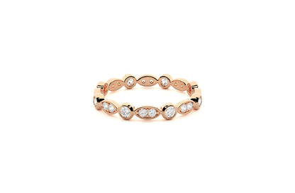 3 mm Lab Grown Diamond Alternating Design Wedding Ring 18K or Platinum