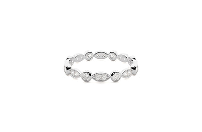 3 mm Lab Grown Diamond Alternating Design Wedding Ring 18K or Platinum