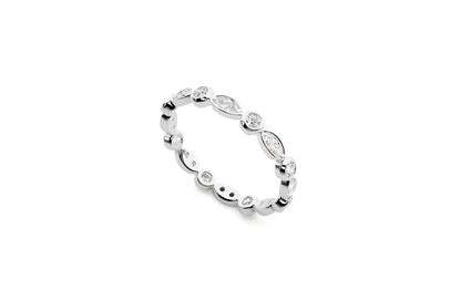 3 mm Lab Grown Diamond Alternating Design Wedding Ring 18K or Platinum