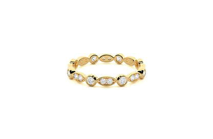 3 mm Lab Grown Diamond Alternating Design Wedding Ring 18K or Platinum
