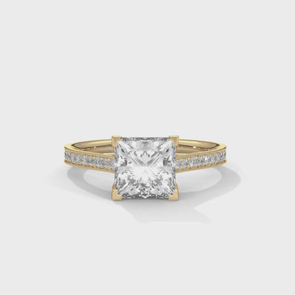 Princess Engagement Ring with Pave 18k | Lab Grown Diamond