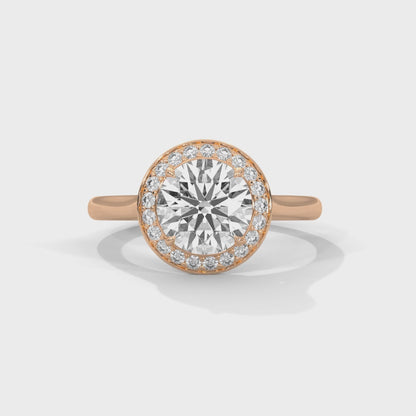 Halo Cathedral Engagement Ring 18K Rose Gold | Lab Grown Diamond