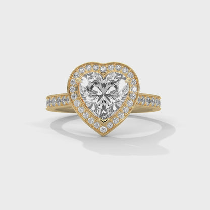 Heart Halo Engagement Ring with Pave 18K | Lab Grown Diamond