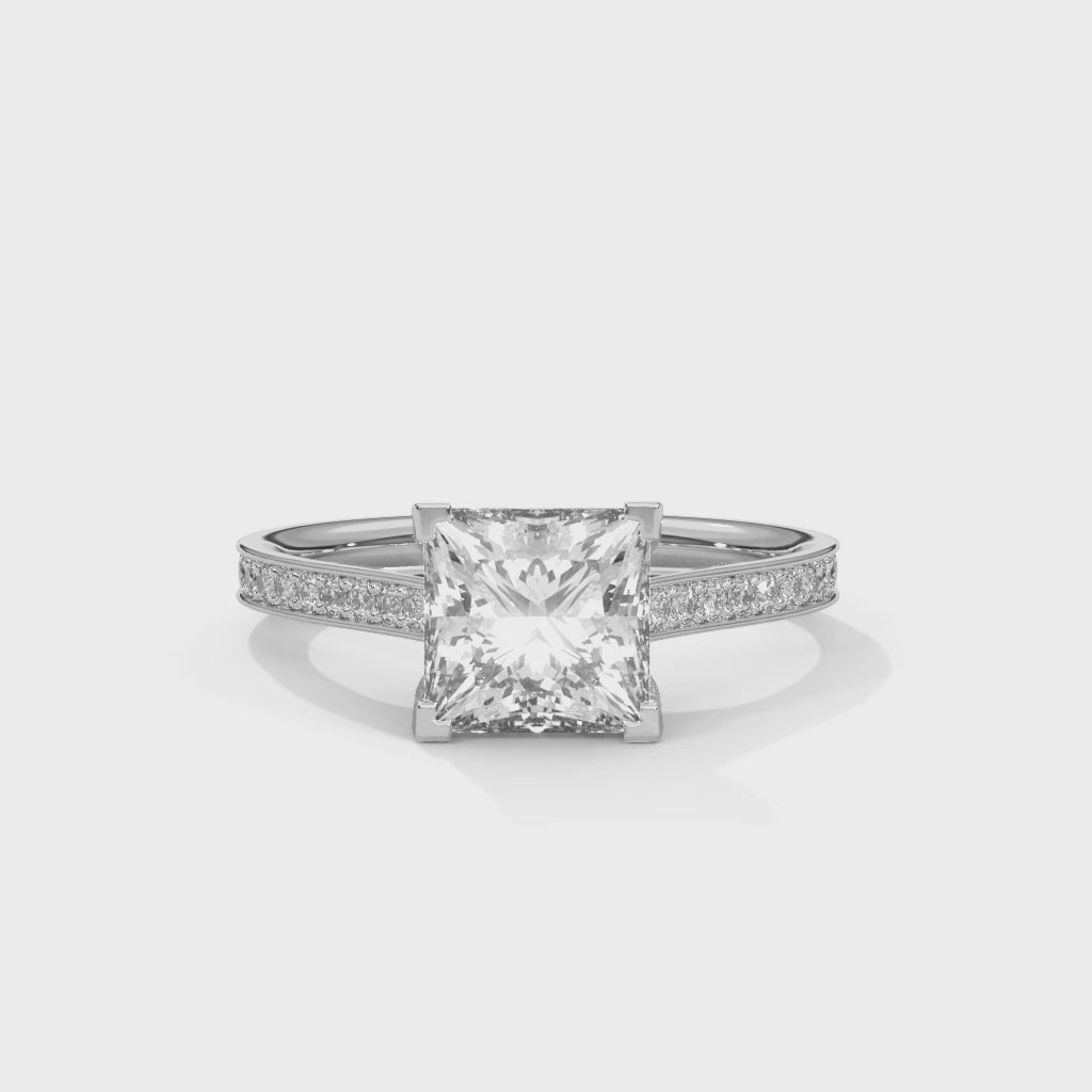 Princess Engagement Ring with Pave Platinum | Lab Grown Diamond