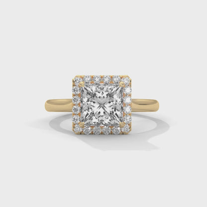 Princess Halo Cathedral Engagement Ring 18K | Lab Grown Diamond