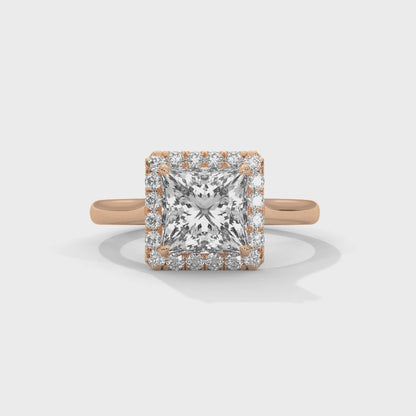 Princess Halo Cathedral Engagement Ring 18K Rose Gold | Lab Grown Diamond